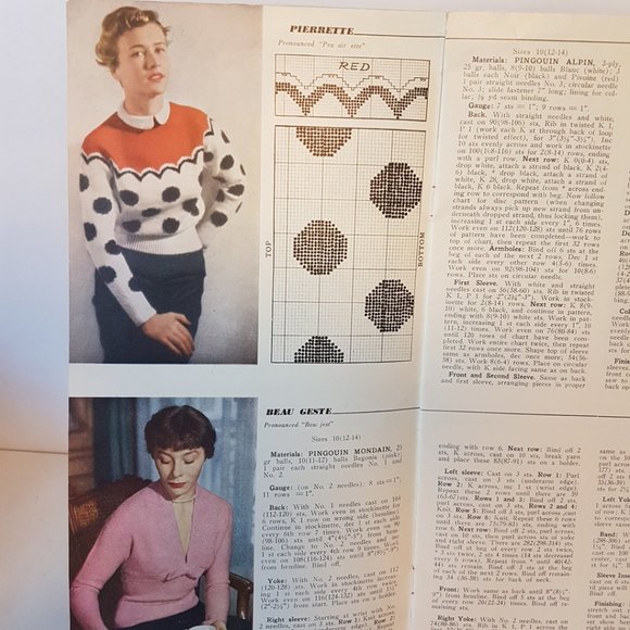 RARE Vintage 1950s PENQUIN WOOLS Sweaters from Paris Mon Tricot Book No 7 - Picture 6 of 12